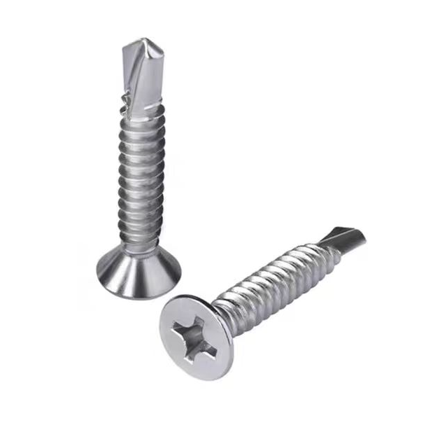 304 410 stainless steel drill tail steel wire countersunk cross groove self tapping self tapping tail screw flat head s