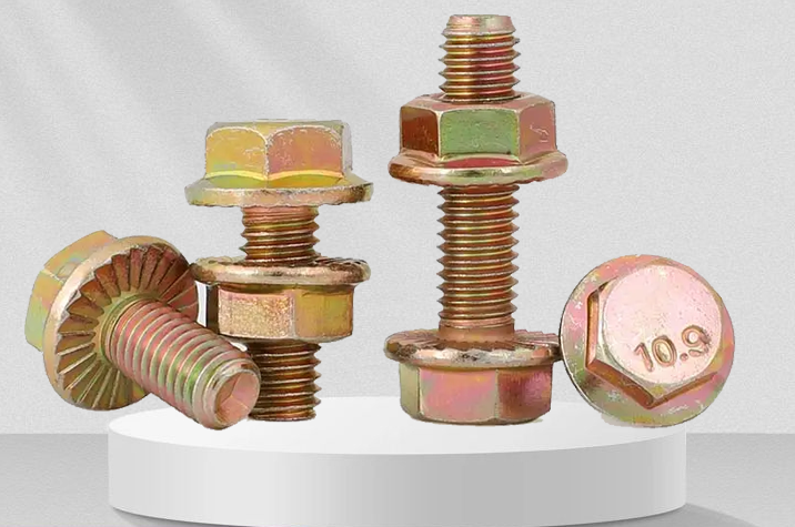 8.8-10.9-12.9 grade, high-strength color zinc plated flange bolt, stainless steel hexagonal screw, high-strength anti s